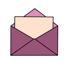 Pink open envelope with blank paper