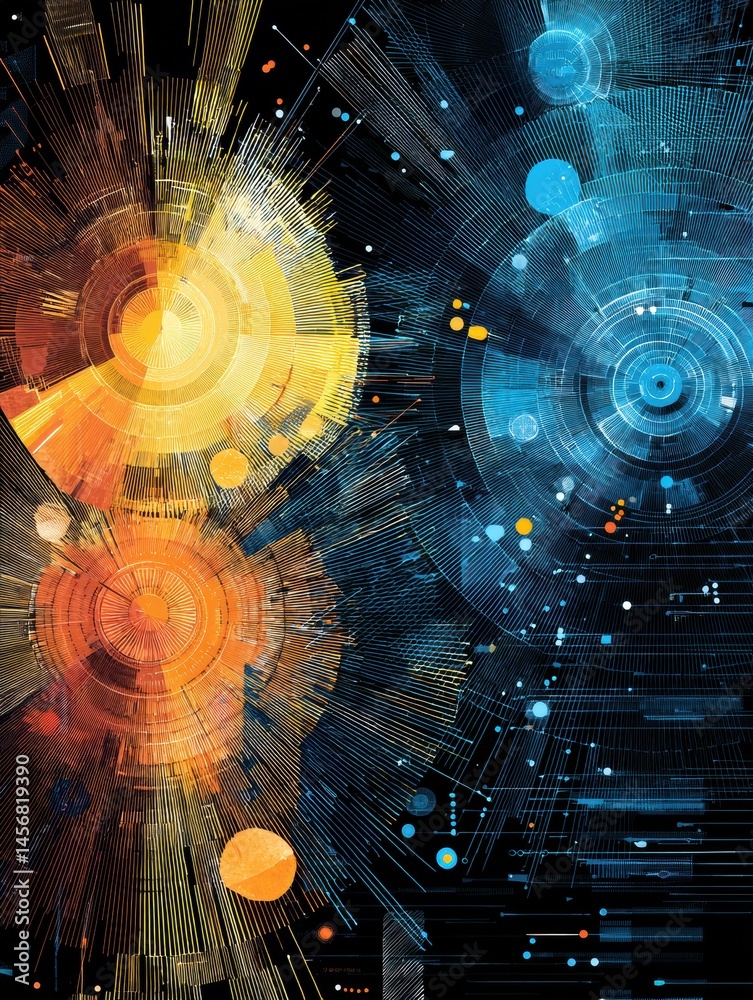 Aufkleber visual representation of data conflict among global technology companies featuring ai elements gener