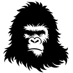Silhouette portrait of a frowning gorilla
