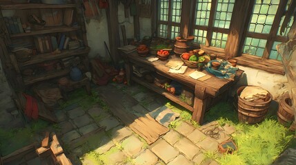 full of colorful dishes made from crops visible through smart windows