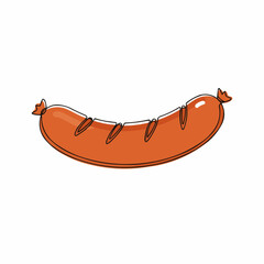 Fototapeta premium Stylized depiction of a sausage, sliced and ready, one-line drawing style