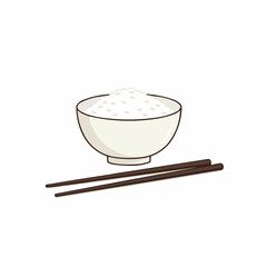 Bowl is filled with a heaping portion of white rice, simple and clean