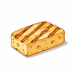 Caramelized slice of grilled delight with grill marks at corner of image