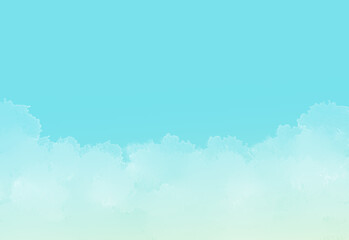 爽やかな青空と雲の背景イラスト　ブルー　水色