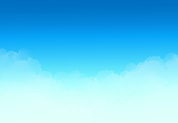 爽やかな青空と雲の背景イラスト　ブルー　水色