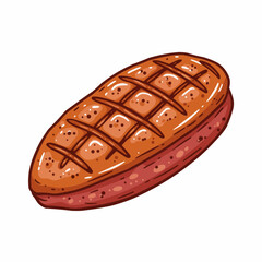 Cartoon duck breast with crispy skin and square pattern on the side