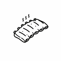 A cartoon drawing shows some ribs with smoke indicating they are steaming hot