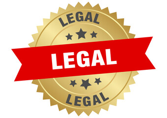 legal. legal round red and gold label isolated on transparent background