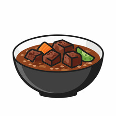 Stew with cubed beef, sliced carrots, and green beans