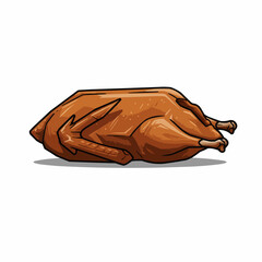 Roasted turkey illustrated with a brown skin and black lines on a white background