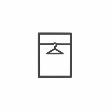 recommend clip art: Hanger in closet icon. Simple line drawing of clothes hanger and frame structure