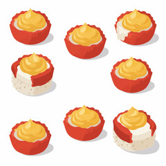 Deviled eggs with paprika powder. Isolated. Delicious appetizer snacks.