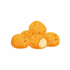 Flat illustration of multiple stacks of circular corn tortillas