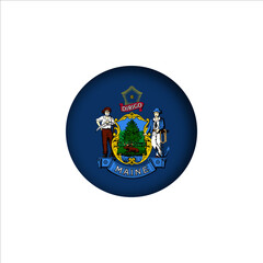Maine flag in 3D sphere. Maine flag logo illustration. Maine flag icon.