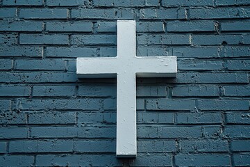 White Christian Cross Building Wall Simple Religious Symbol Urban