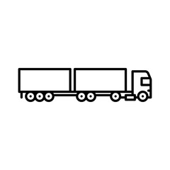 road train outline icon. long combination vehicle black line illustration.