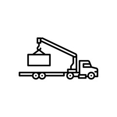 self loader truck outline icon. crane truck black line illustration. © Izwarm