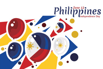 June 12, Independence Day. National day of Philippines Vector illustration. Suitable for greeting card, poster and banner.
