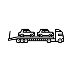car hauler outline icon. car trailer black line illustration.