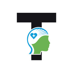 Medical Health Logo combine with letter T vector template