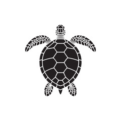 Sea Turtle Vector Illustration Ocean Animal Silhouette with Detailed Shell Design
