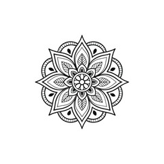 Circular pattern in the form of a mandala. Henna tatoo mandala. Mehndi style. Decorative pattern in oriental style. Coloring book page.
