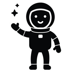 Friendly Astronaut Waving, Space Exploration Illustration
