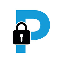 Lock Logo combine with letter P vector template