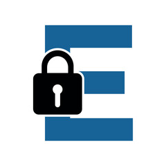 Lock Logo combine with letter E vector template