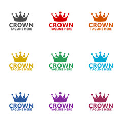 Crown  icon isolated on white background. Set icons colorful
