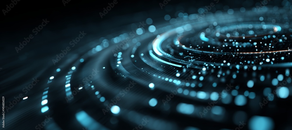 Aufkleber Circular modern structure. Wireless server communication system. Team social linked global digital database. Generative AI technology.	
