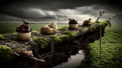 of cupcakes growing from circuit tree branches