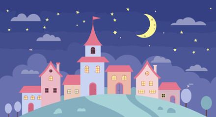 Cartoon Town at Night