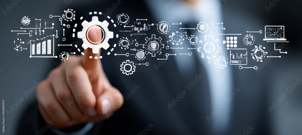 Poster business setting or system. concept of digital marketing e-commerce business. generative ai technolo