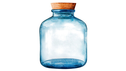 Vintage blue glass bottle with cork stopper, perfect for decorative purposes or storage. Its unique design adds charm to any setting