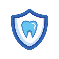  Blue Shield with Tooth Icon Vector Illustration