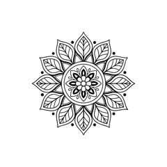 Circular pattern in the form of a mandala. Henna tatoo mandala. Mehndi style. Decorative pattern in oriental style. Coloring book page.