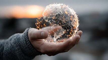 businessman holding global network and data customer connection on city background innovative technology in science and communication.stock image