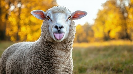 Fototapeta premium Sheep portrait in autumnal setting