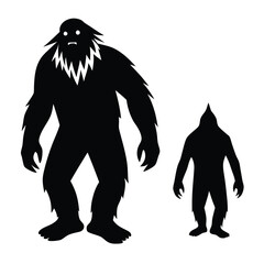 Bigfoot and Smallfoot Silhouettes Cryptid Creature Illustrations