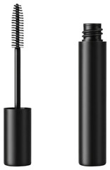 Fototapeta premium Black Mascara Wand and Tube Mockup, transparent background png