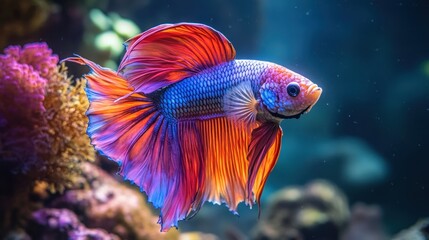Vibrant Betta Fish in Aquarium
