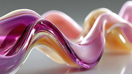 chrome wavy shape with gradient colors 3d rendering isolated on white.stock image