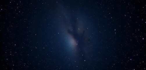 Fototapeta premium Distant galaxy, countless twinkling gray stars on dark background, celestial body, image