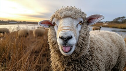 Obraz premium Sheep portrait in rural setting