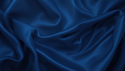 Obraz premium Deep blue satin fabric draped in luxurious folds.