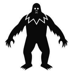 Mysterious Bigfoot Silhouette Cryptid Creature Illustration