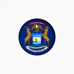 Fototapeta premium Michigan flag in 3D sphere. Michigan flag logo illustration. Michigan flag icon.