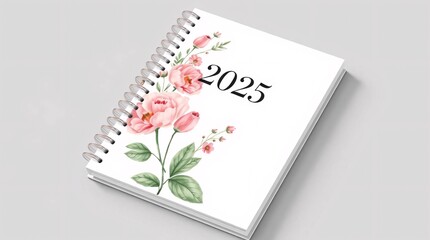 2025 Floral Pink Spiral Planner Notebook - Creative Stationery, Decorative Calendar & Journal for Home Office or School Supplies