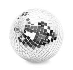 One shiny disco ball isolated on white